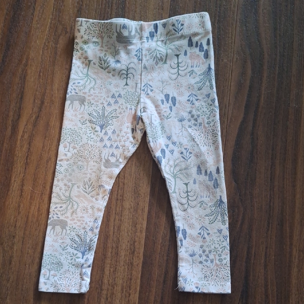 💥Buy2Get1Free💥Cream and Blue Abstract Pattern Leggings
